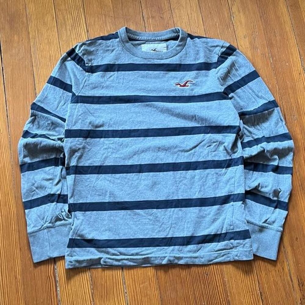 Hollister-co Women's Blue and Grey Shirt